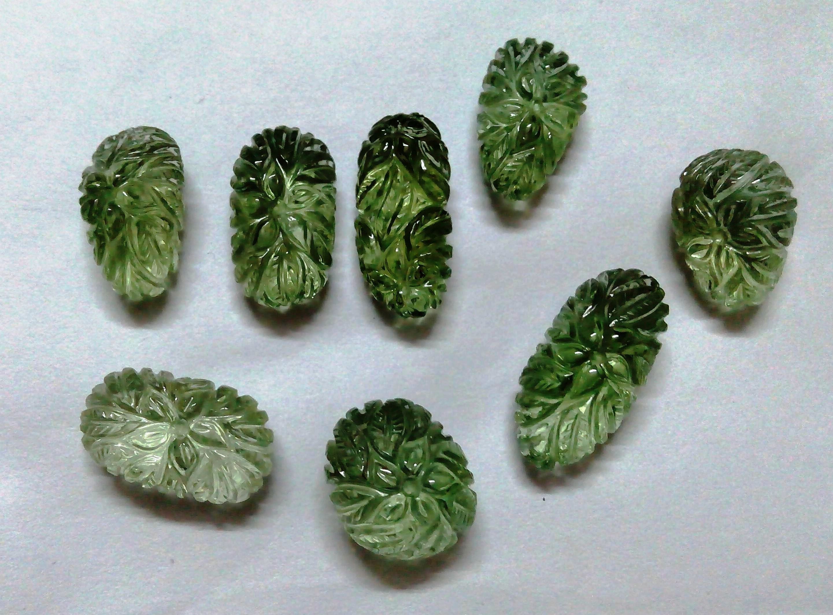 Green Amethyst Flower Carving Semi Precious Gemstone (1 Piece) | Book Bargain Buy
