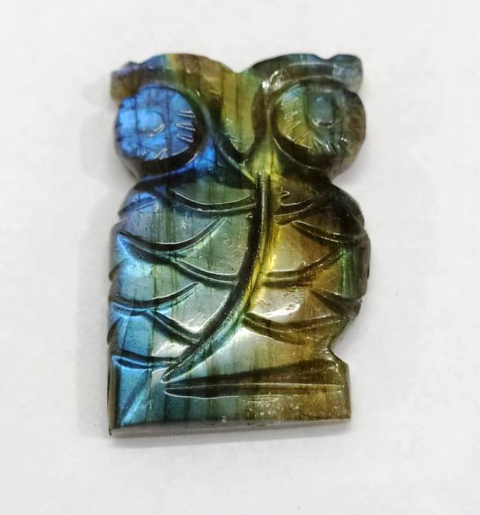 Labradorite Owl Shape Carving Semi Precious Gemstone (1 Piece) | Book Bargain Buy