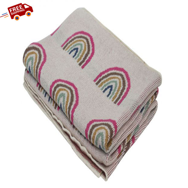 Multi Color Rainbow Shell Cotton Knitted Baby Blanket | Book Bargain Buy