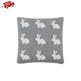 Ivory Rabbit Light Grey Cotton Knitted Cushion Cover | Book Bargain Buy