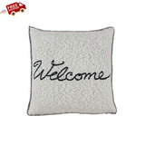 Welcome Text Cotton Knitted Cushion Cover | Book Bargain Buy