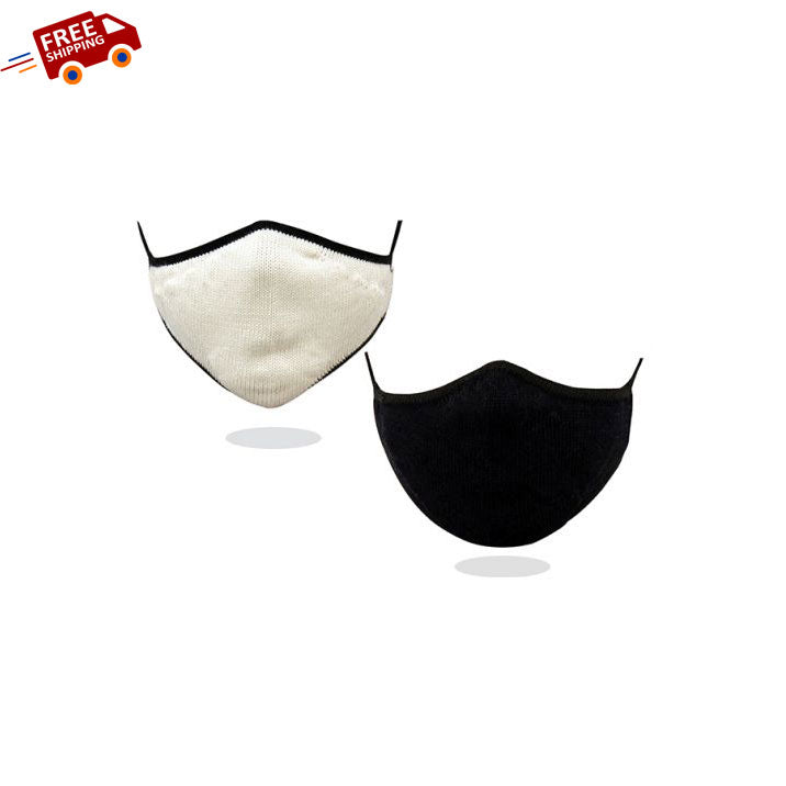 Knitted Mask Stylish Unisex Reusable, Washable Pack of 2 Color (White, Black) | Book Bargain Buy