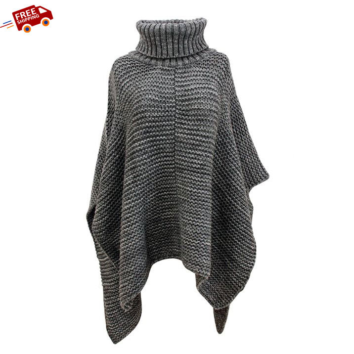 Women's Poncho Sweater Knitted in Med Grey | Book Bargain Buy