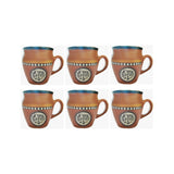 Ceramic Hand Painted Handle Kullad Cup Set (Set of 6)