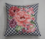 Plaid Floral Printed Cushion Cover (16