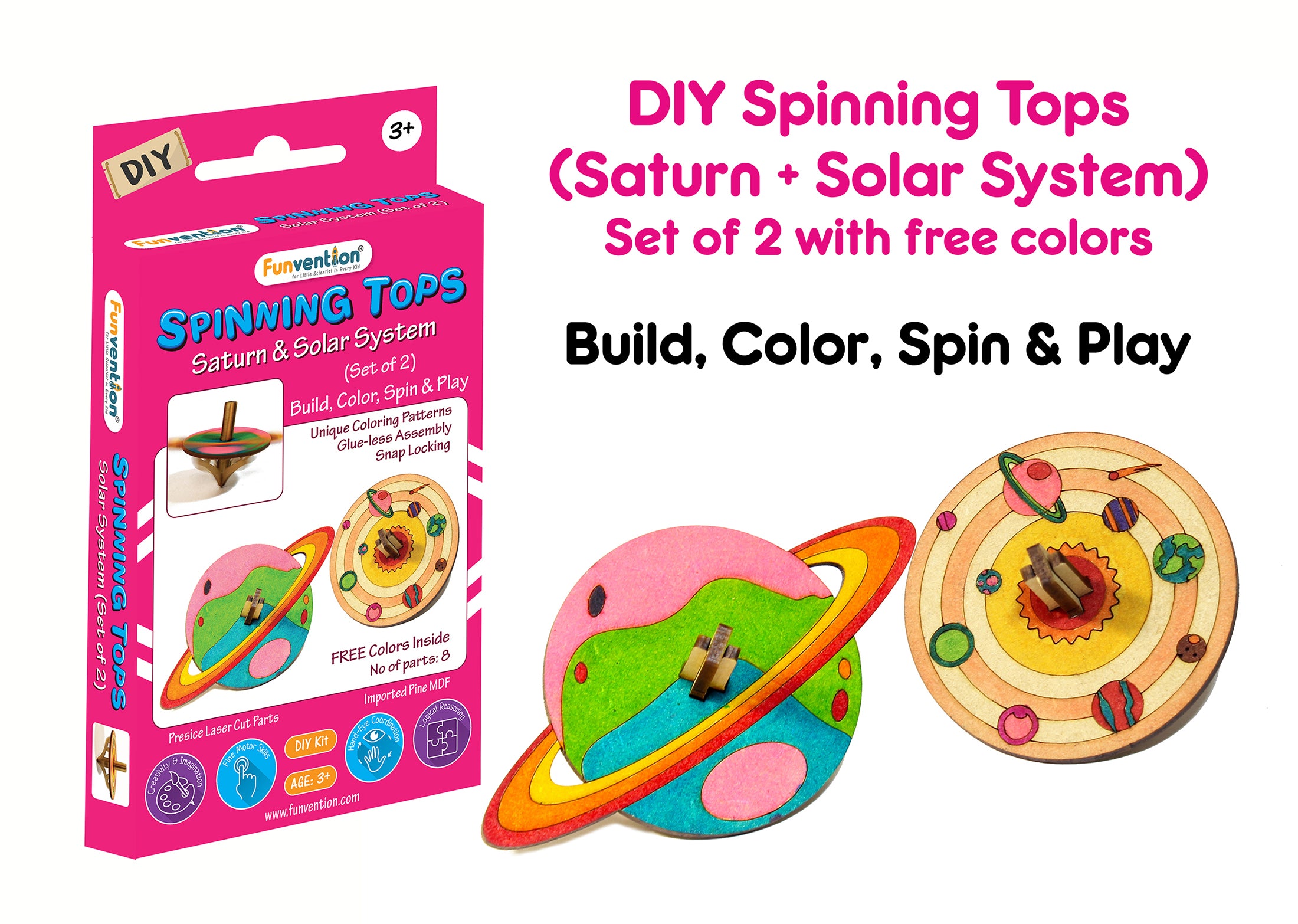 Spinning Top (Solar System + Saturn) - Set of 2 | Book Bargain Buy