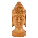 Wooden Handcrafted Buddha Head - 15 cmx6 cmx5 cm | Book Bargain Buy