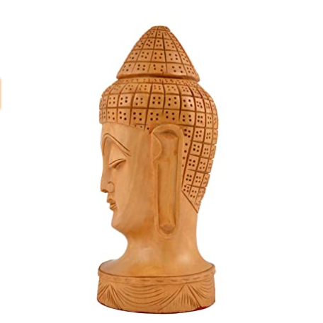 Wooden Handcrafted Buddha Head - 15 cmx6 cmx5 cm | Book Bargain Buy