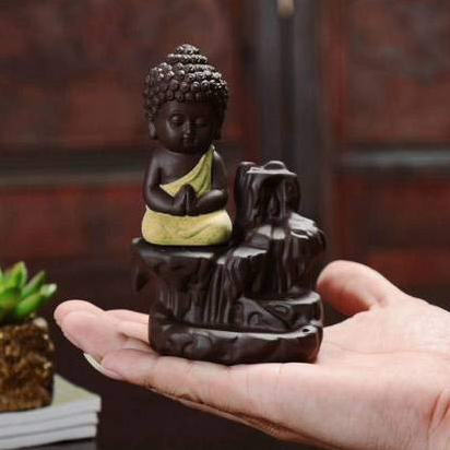 Meditating Monk Buddha Backflow Incense Burner (Yellow) | Book Bargain Buy