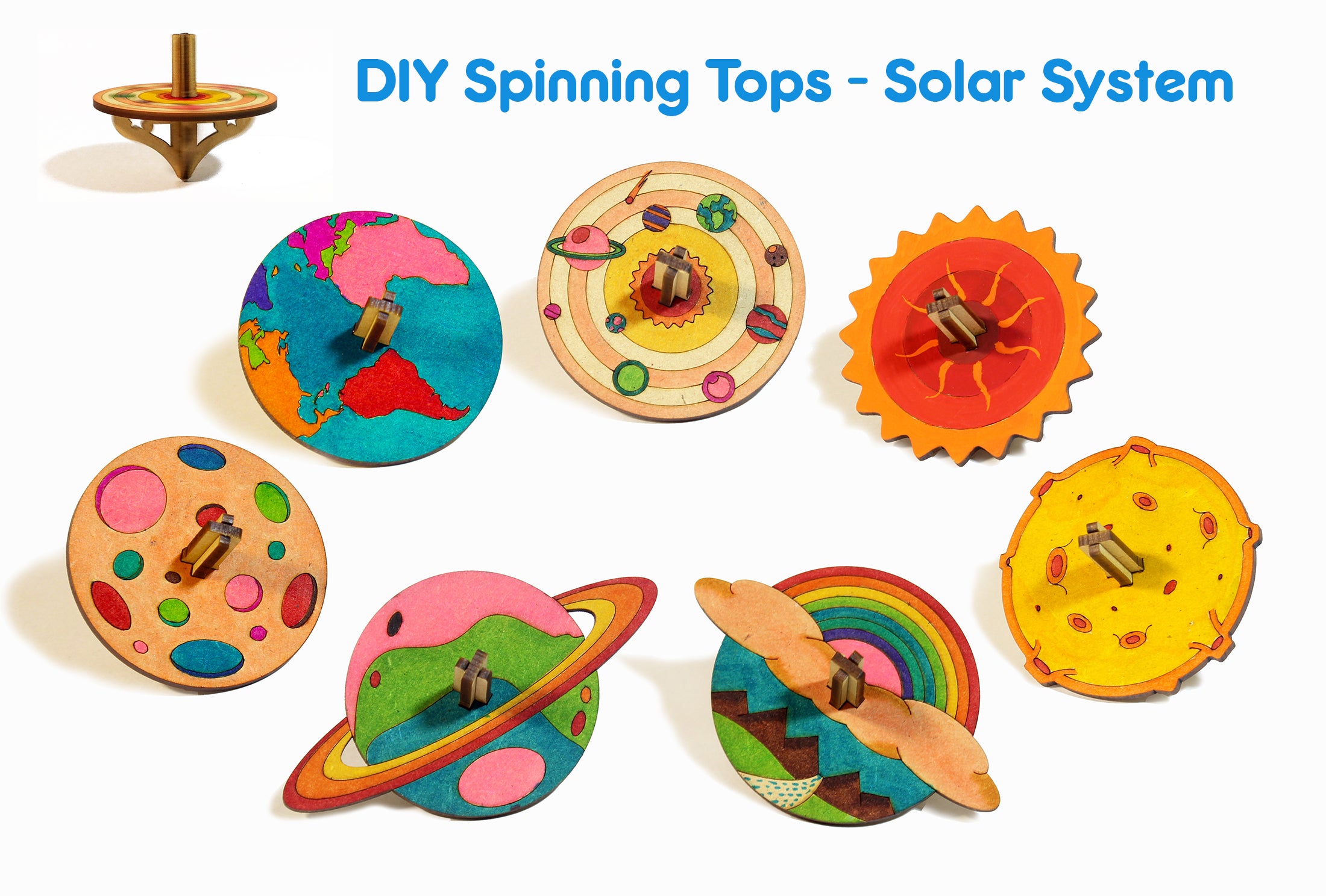Spinning Top (Solar System + Earth) - Set of 2 | Book Bargain Buy