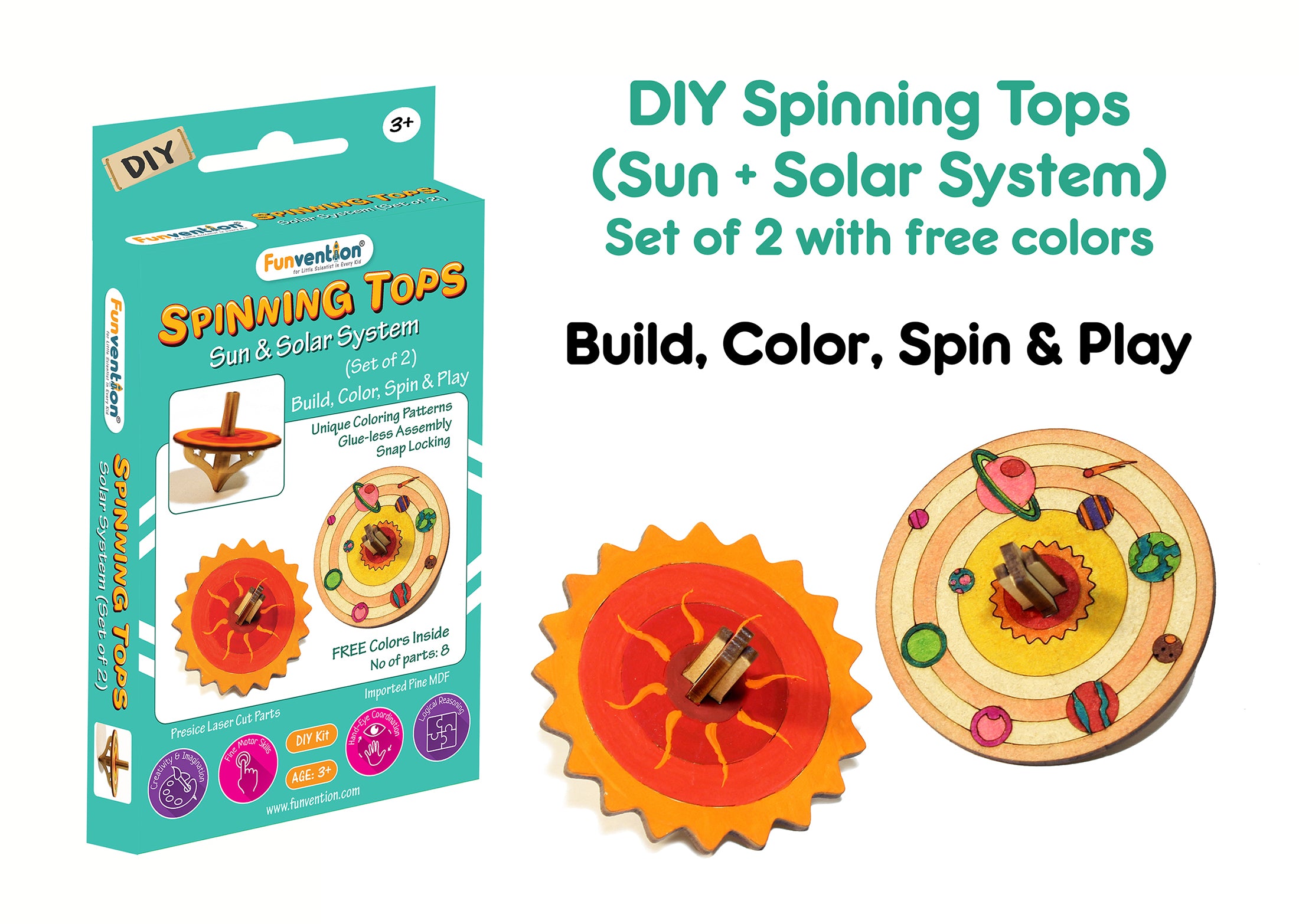 Spinning Top (Solar System + Sun) - Set of 2 | Book Bargain Buy