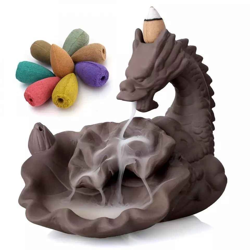 Dragon Smoke Backflow Cone Incense Holder Decorative Polyresin Incense Holder | Book Bargain Buy
