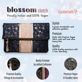 Blossom Clutch - Midnight Blue-Book Bargain Buy