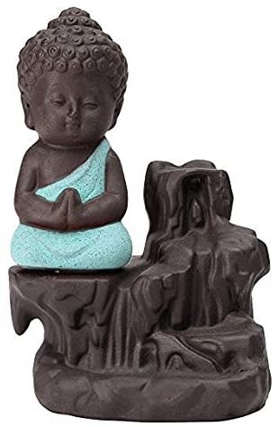 Meditating Monk Buddha Backflow incense Burner (Grey) | Book Bargain Buy