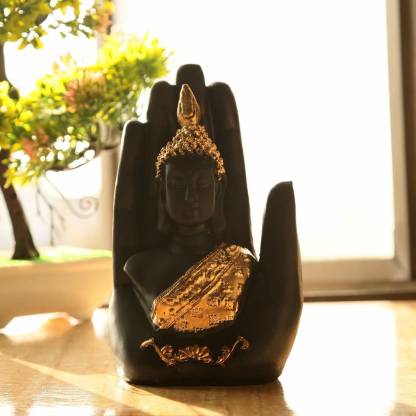 Handcrafted Palm Buddha Showpiece - 10 cm x 6 cm x 15 cm | Book Bargain Buy
