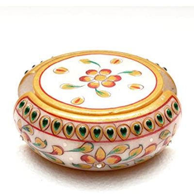 Marble Handicraft Decorative Round Table Tea Coaster Set (4x4x3 Inch, Multicolour) | Book Bargain Buy