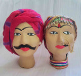 Wooden Handmade Rajasthani Kaka Kaki - Pair | Book Bargain Buy