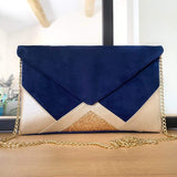 French Vanilla Envelope Clutch - Blue
