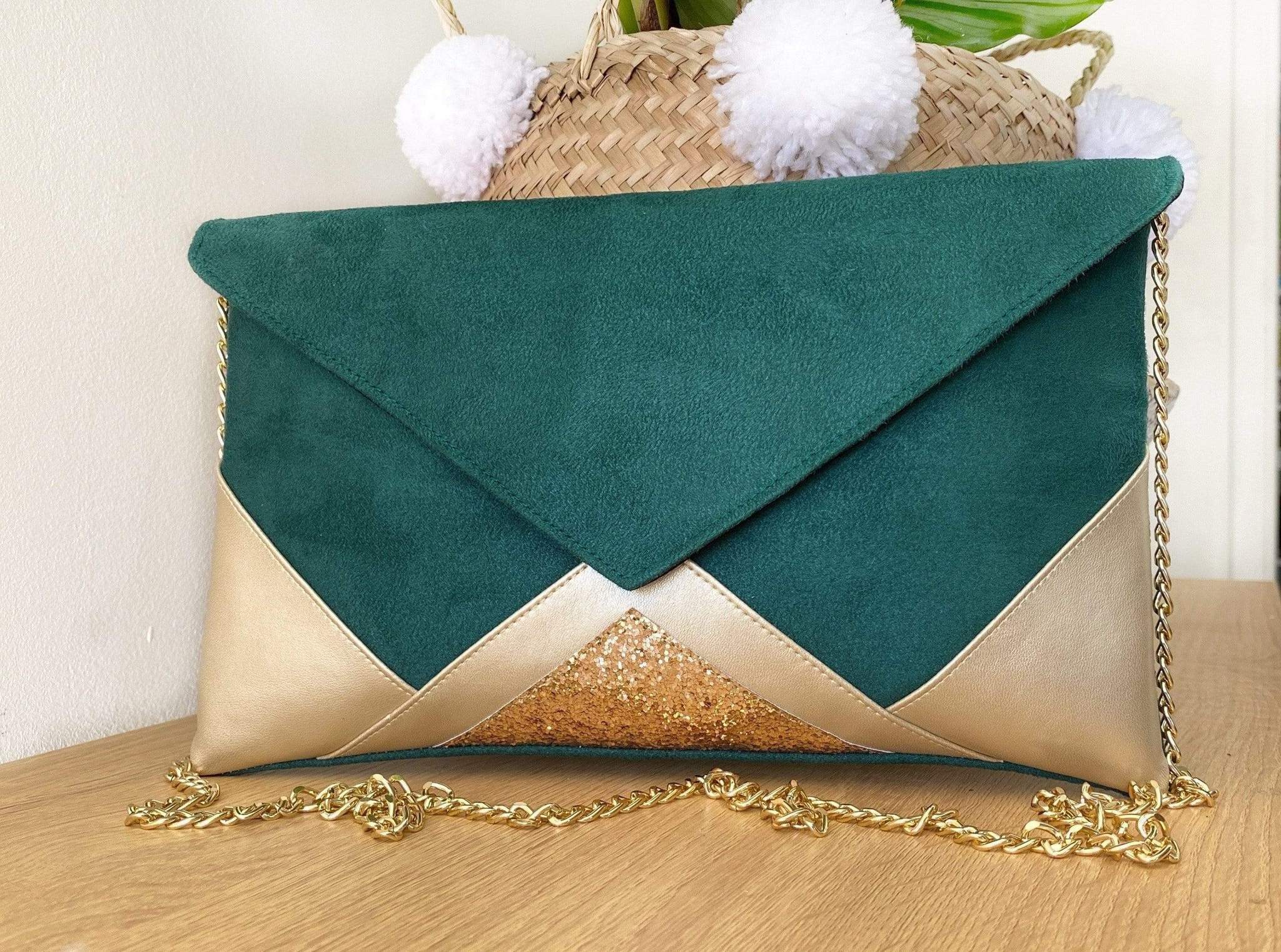 French Vanilla Envelope Clutch - Green