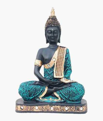 Polyresin Black & Green Meditating Buddha Decorative Showpiece | Book Bargain Buy