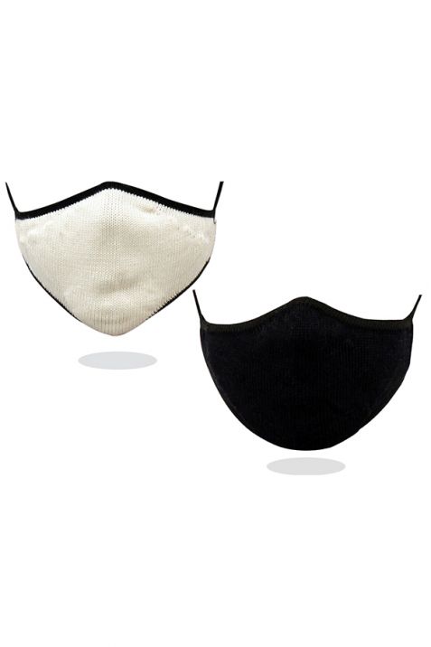 Knitted Mask Stylish Unisex Reusable, Washable Pack of 2 Color (White, Black) | Book Bargain Buy