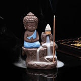 Meditating Monk Buddha Backflow incense Burner (Blue) | Book Bargain Buy