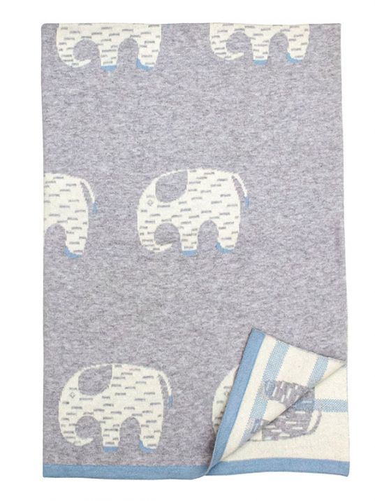 Elephant Grey & Ivory Cotton Knitted Baby Blanket | Book Bargain Buy