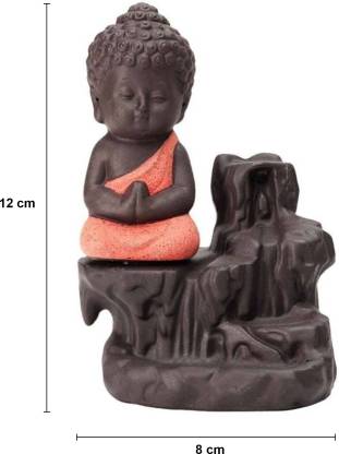 Meditating Monk Buddha Backflow incense Burner (Red) | Book Bargain Buy