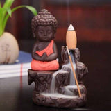Meditating Monk Buddha Backflow incense Burner (Red) | Book Bargain Buy