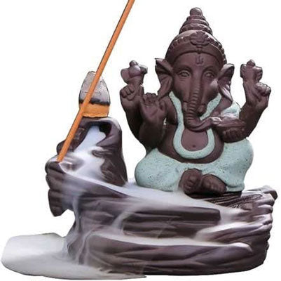 Polyresin Lord Ganesha Smoke Fountain (Black & Green) | Book Bargain Buy